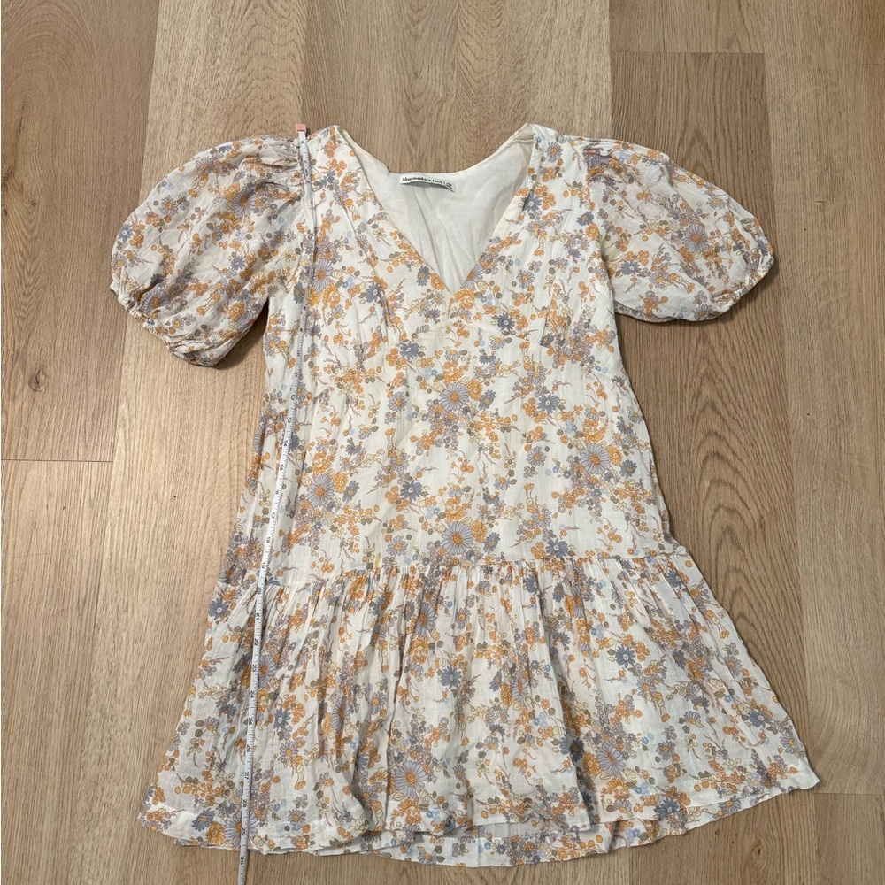 Abercrombie & Fitch White Floral Mini Dress with Yellow & Light Blue Flowers